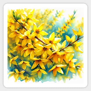 Vibrant Forsythia Decor - Watercolor Flower Sticker